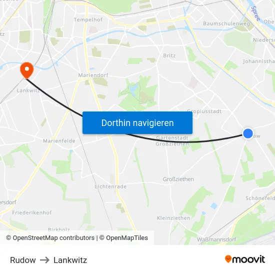 Rudow to Lankwitz map