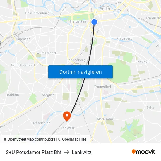 S+U Potsdamer Platz Bhf to Lankwitz map