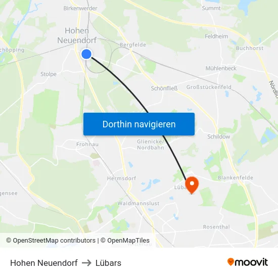 Hohen Neuendorf to Lübars map