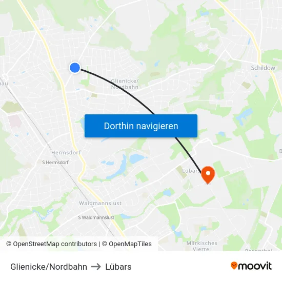 Glienicke/Nordbahn to Lübars map