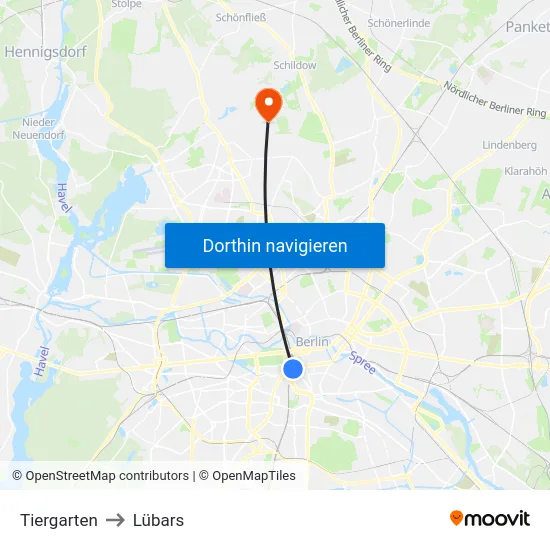 Tiergarten to Lübars map