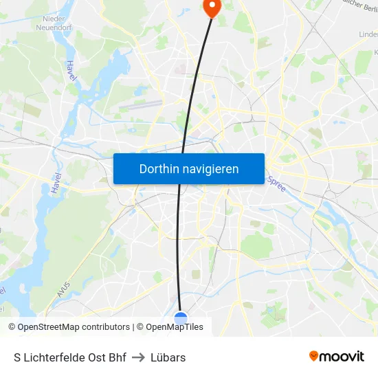 S Lichterfelde Ost Bhf to Lübars map
