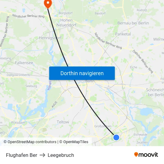 Flughafen Ber to Leegebruch map