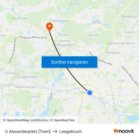 U Alexanderplatz [Tram] to Leegebruch map
