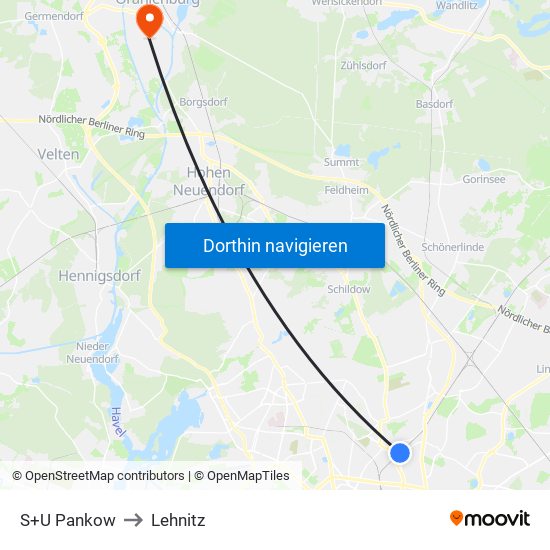 S+U Pankow to Lehnitz map