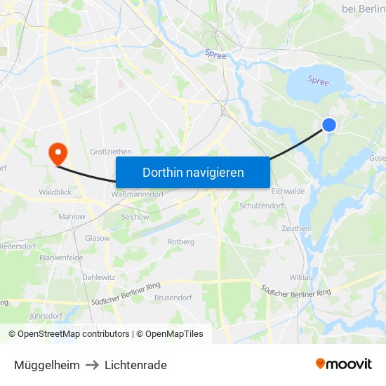 Müggelheim to Lichtenrade map