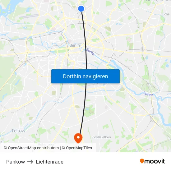 Pankow to Lichtenrade map