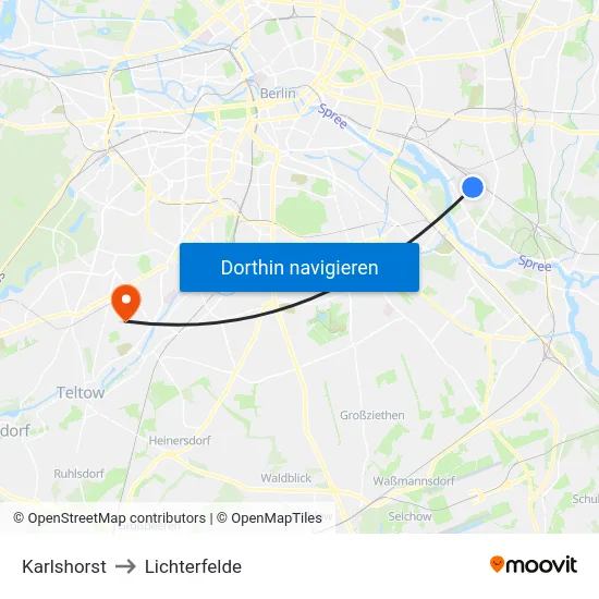 Karlshorst to Lichterfelde map
