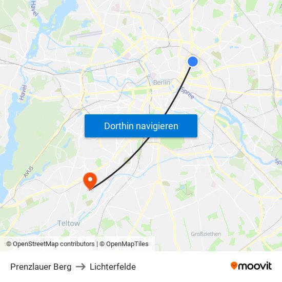 Prenzlauer Berg to Lichterfelde map