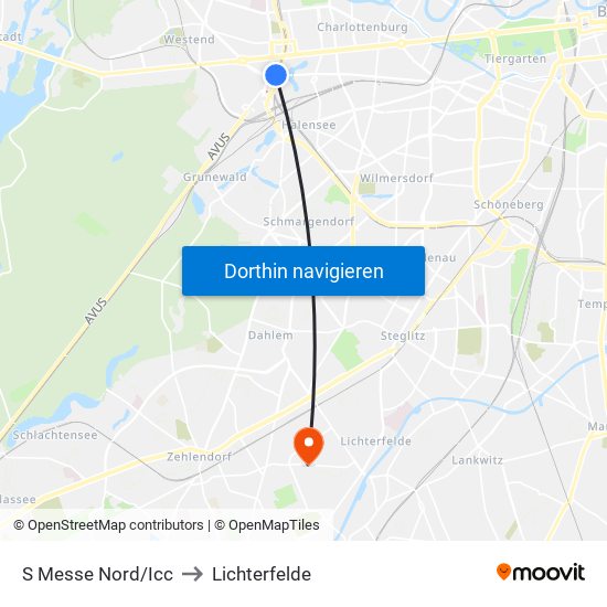 S Messe Nord/Icc to Lichterfelde map