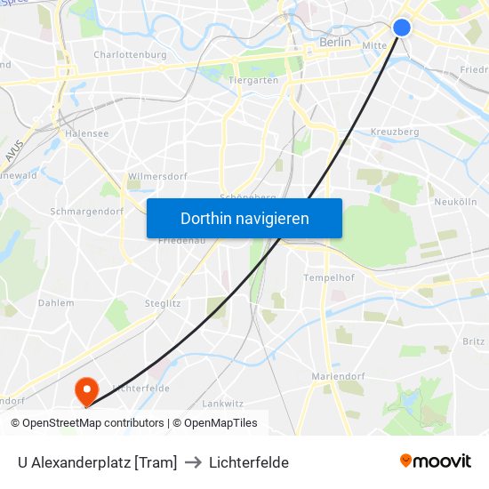 U Alexanderplatz [Tram] to Lichterfelde map