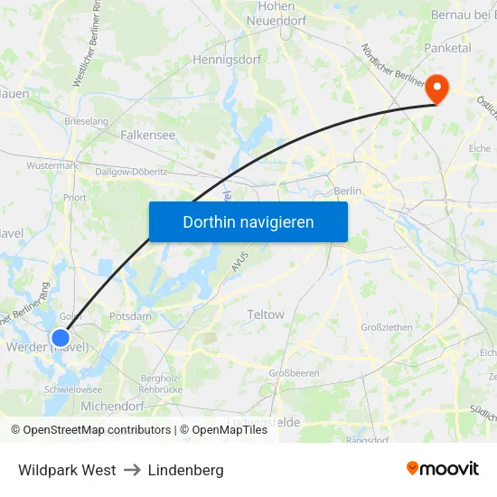 Wildpark West to Lindenberg map