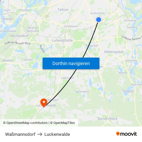 Waßmannsdorf to Luckenwalde map