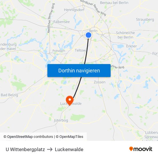 U Wittenbergplatz to Luckenwalde map