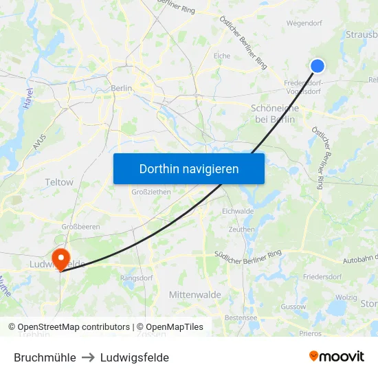 Bruchmühle to Ludwigsfelde map