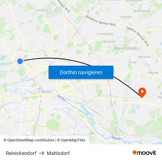 Reinickendorf to Mahlsdorf map