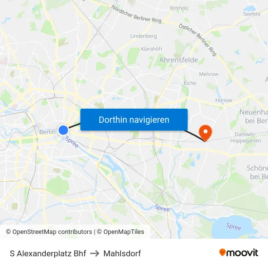 S Alexanderplatz Bhf to Mahlsdorf map