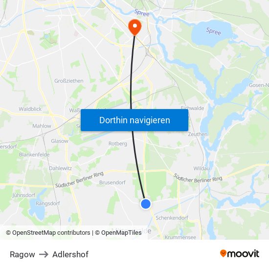 Ragow to Adlershof map