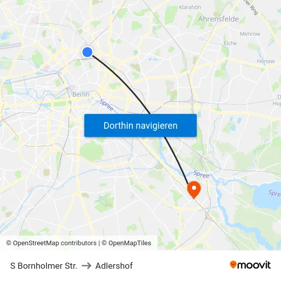 S Bornholmer Str. to Adlershof map