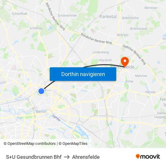 S+U Gesundbrunnen Bhf to Ahrensfelde map