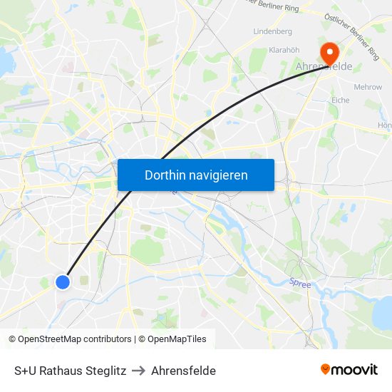 S+U Rathaus Steglitz to Ahrensfelde map