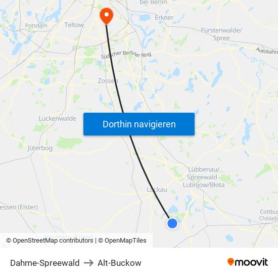 Dahme-Spreewald to Alt-Buckow map