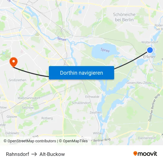 Rahnsdorf to Alt-Buckow map