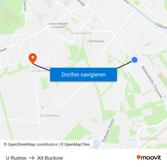 U Rudow to Alt-Buckow map