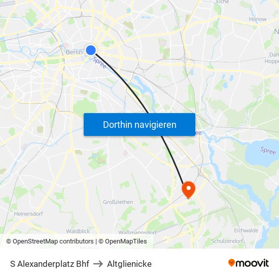 S Alexanderplatz Bhf to Altglienicke map