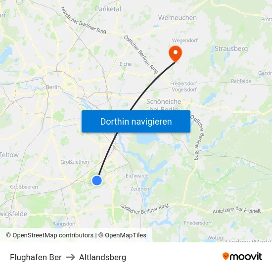 Flughafen Ber to Altlandsberg map