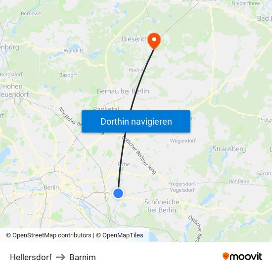 Hellersdorf to Barnim map
