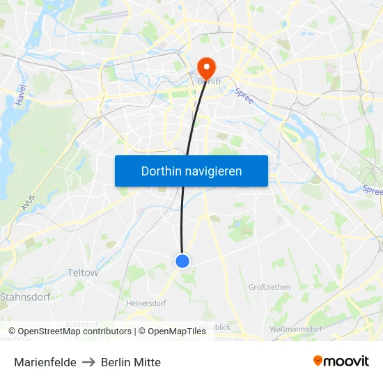 Marienfelde to Berlin Mitte map