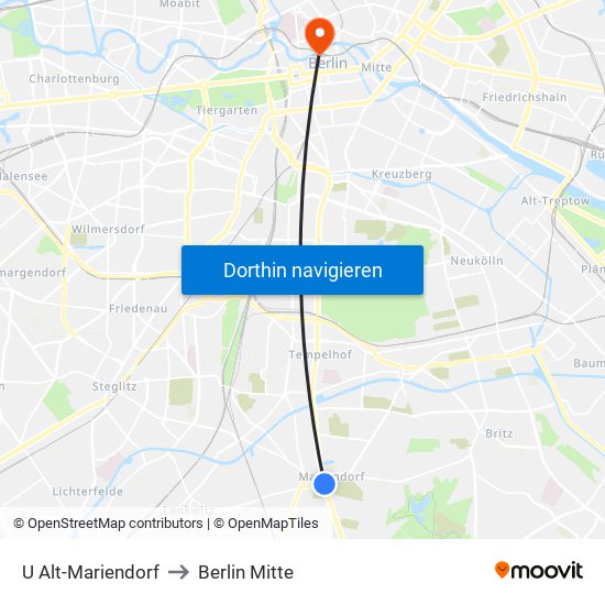 U Alt-Mariendorf to Berlin Mitte map