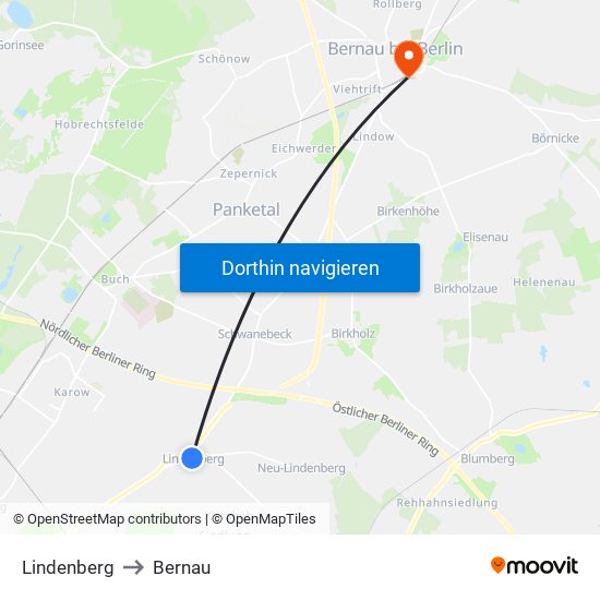 Lindenberg to Bernau map