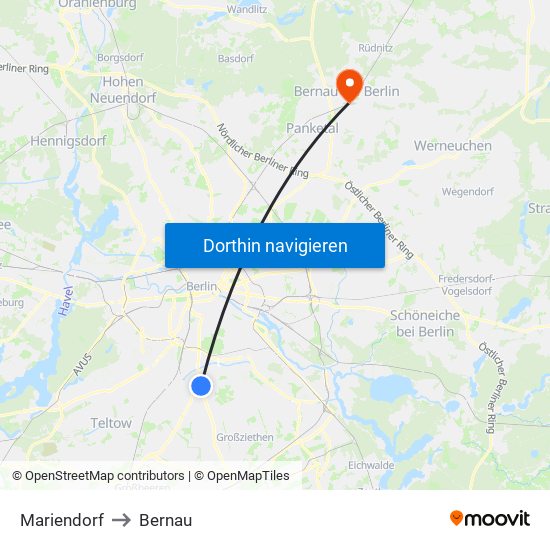 Mariendorf to Bernau map