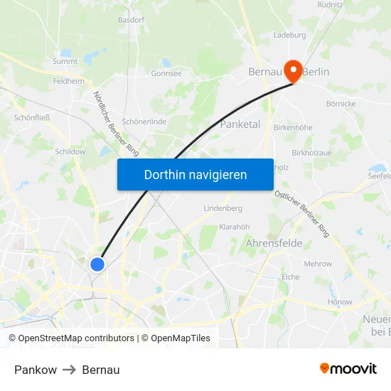 Pankow to Bernau map