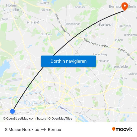 S Messe Nord/Icc to Bernau map