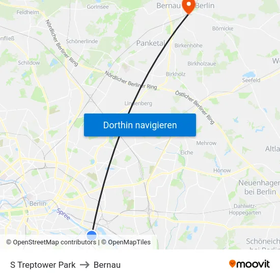 S Treptower Park to Bernau map