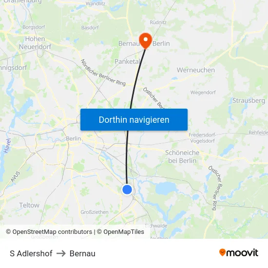 S Adlershof to Bernau map
