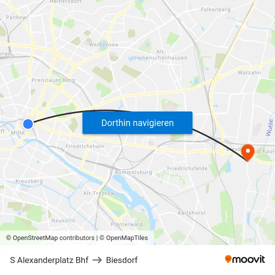 S Alexanderplatz Bhf to Biesdorf map