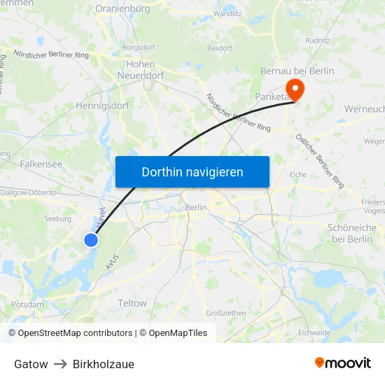 Gatow to Birkholzaue map