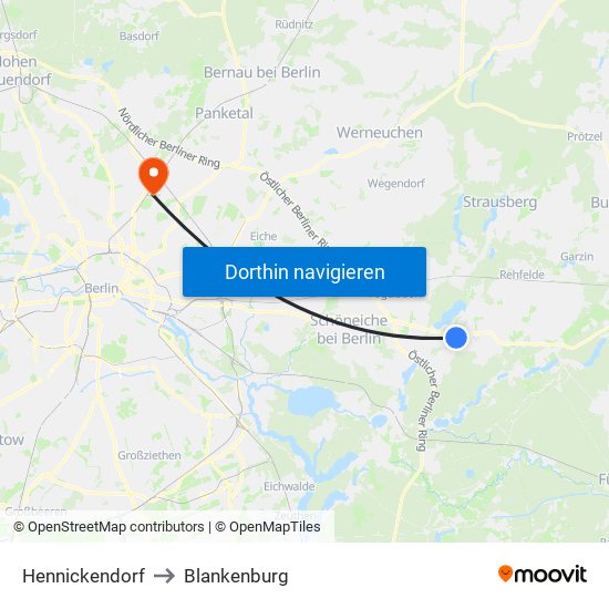 Hennickendorf to Blankenburg map