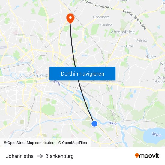 Johannisthal to Blankenburg map