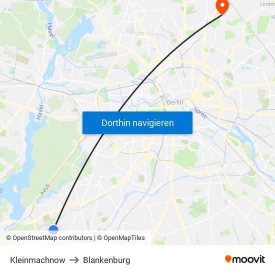 Kleinmachnow to Blankenburg map