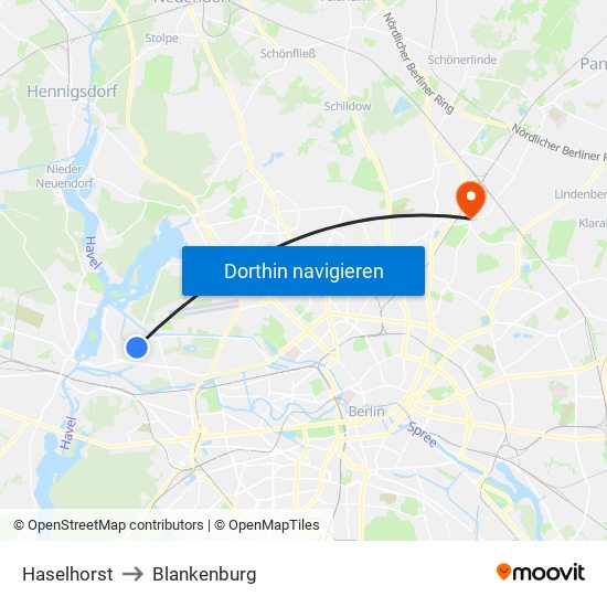 Haselhorst to Blankenburg map