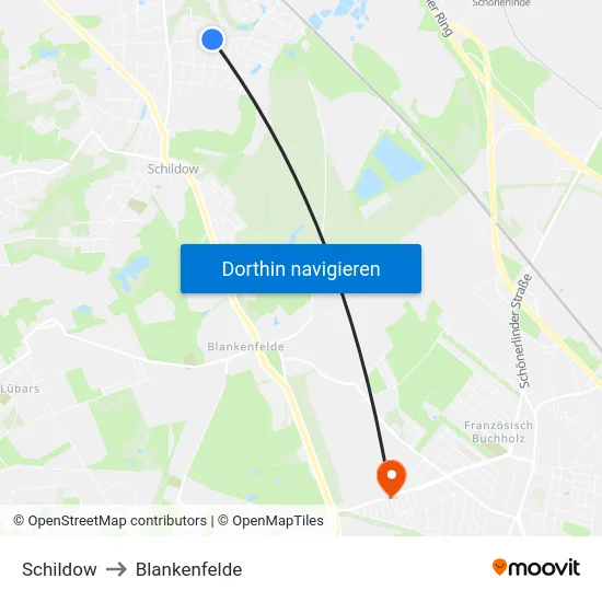 Schildow to Blankenfelde map