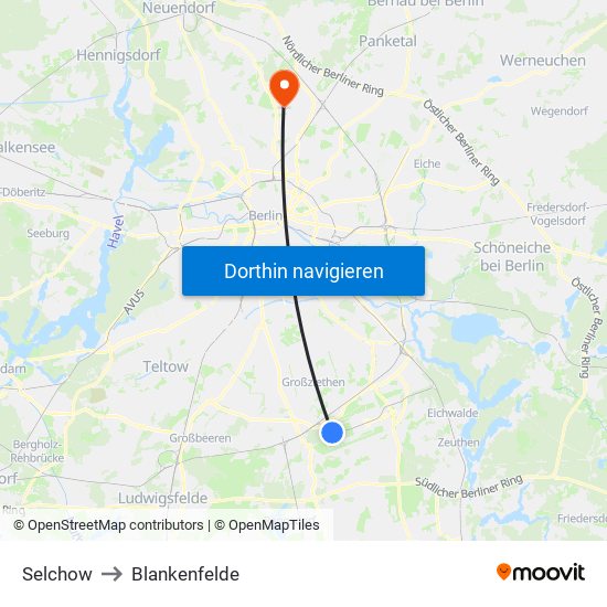 Selchow to Blankenfelde map