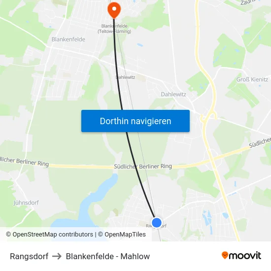 Rangsdorf to Blankenfelde - Mahlow map