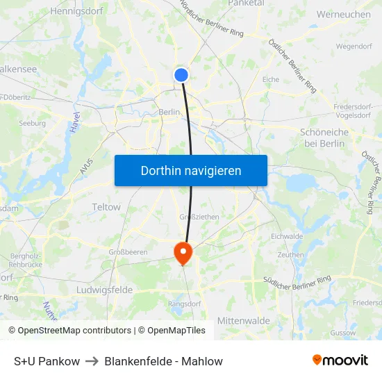 S+U Pankow to Blankenfelde - Mahlow map