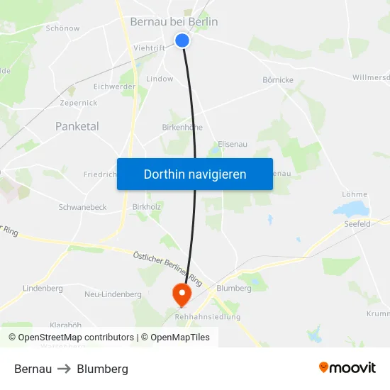 Bernau to Blumberg map